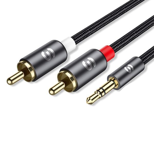 Essager RCA Cable 3.5mm Jack To 2 RCA Aux Audio Cable 3.5 Mm To 2RCA Male Adapter Splitter for TV Box Apple Tv Speaker Wire Cord