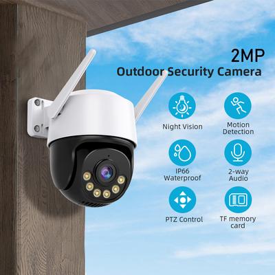 2-мегапиксельная Wi-Fi IP-камера, беспроводная домашняя PTZ-камера с ночным видением, обнаружение движения, двусторонняя аудиосвязь, IP66, водонепроницаемая точка доступа, приложение, удаленный мониторинг, камера безопасности