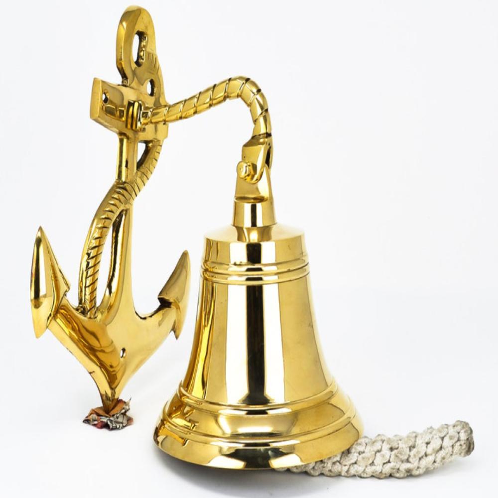 Старинный/старинный латунный корабельный колокол ручной работы, цельный, старинный, полированный, премиальный, морской, корабельный, декор и подарки для кораблей ВМС - большой, 11 дюймов