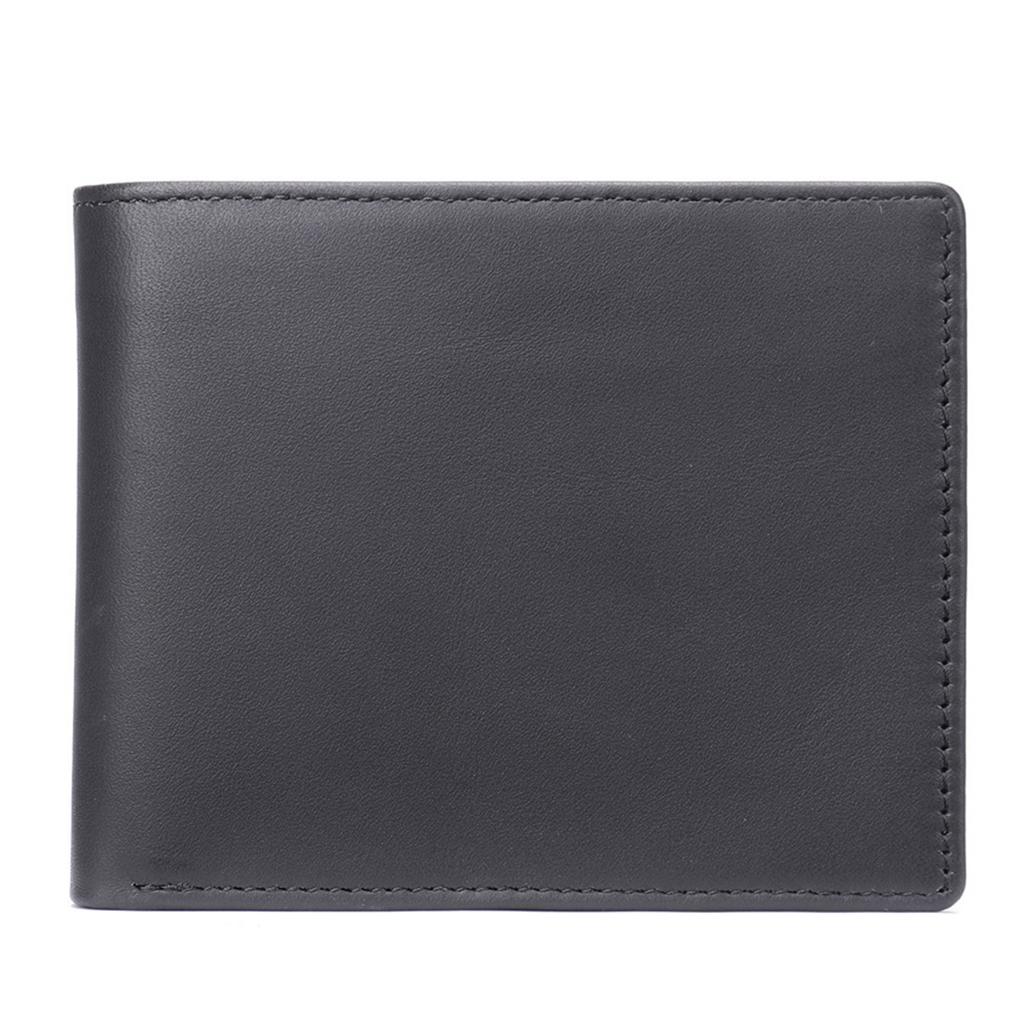 Men's Genuine Leather Wallet Short Anti-theft Brush Head Layer Cowhide Card Bag Business Retro Multi Card Position Money Clip