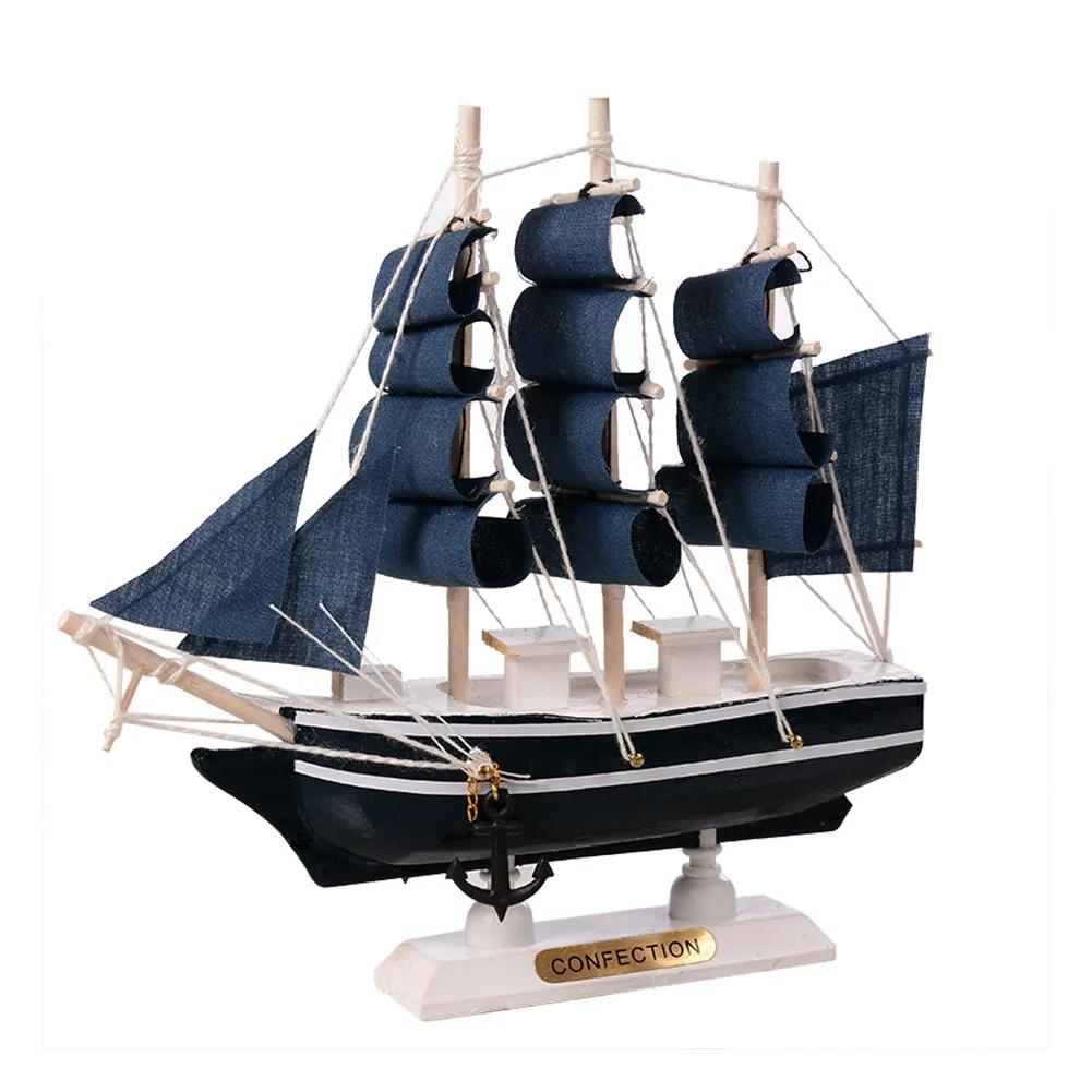 Морской морской креативный деревянный парусник, декор комнаты, фигурки, миниатюры, средиземноморский стиль, корабль, маленькая лодка, украшения, подарок