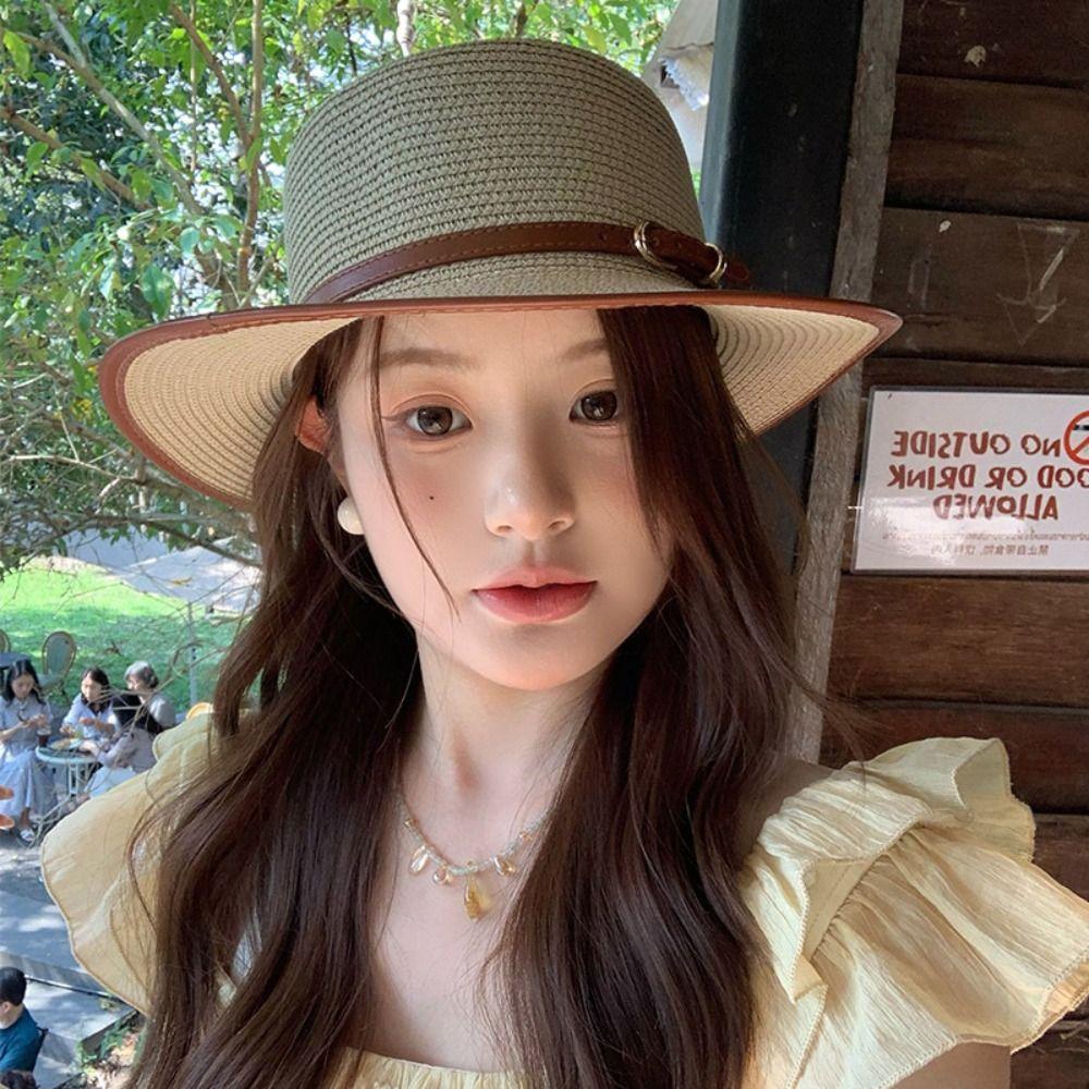 Плоские поля соломенная плетеная шляпа с широкими полями женская солнцезащитная шляпа ретро ковбойская кепка с плоским верхом для походов