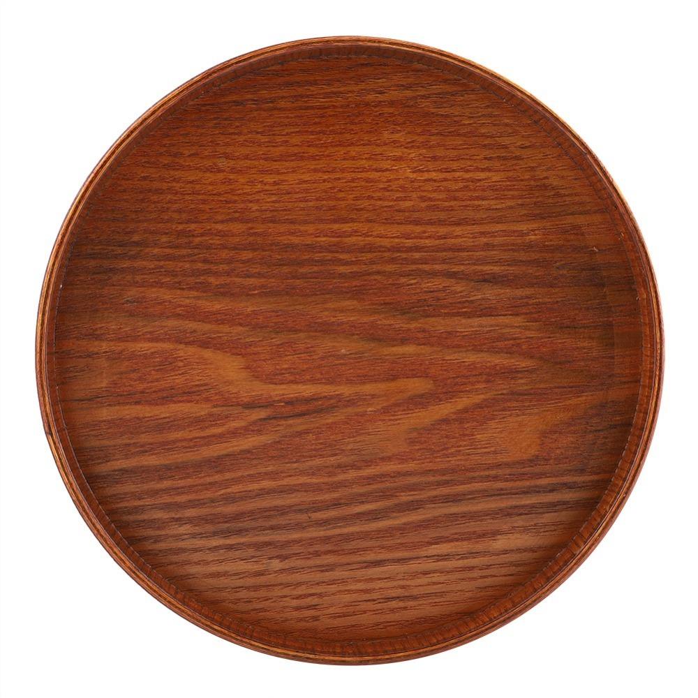 Solid Wood Wooden Plate Round Shape Food Server Coffee Serving Tea Tray  Restaurant