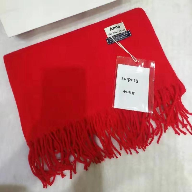 Imitation Cashmere Club Gift Print Lgo Embroidery Solid Color Double-sided Velvet Big Red Scarf Women's Shawl Fashion