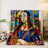 Colorful cubism-inspired portrait blended with hearts, stars, and patterns. for all seasons blanket lunch break throw gift