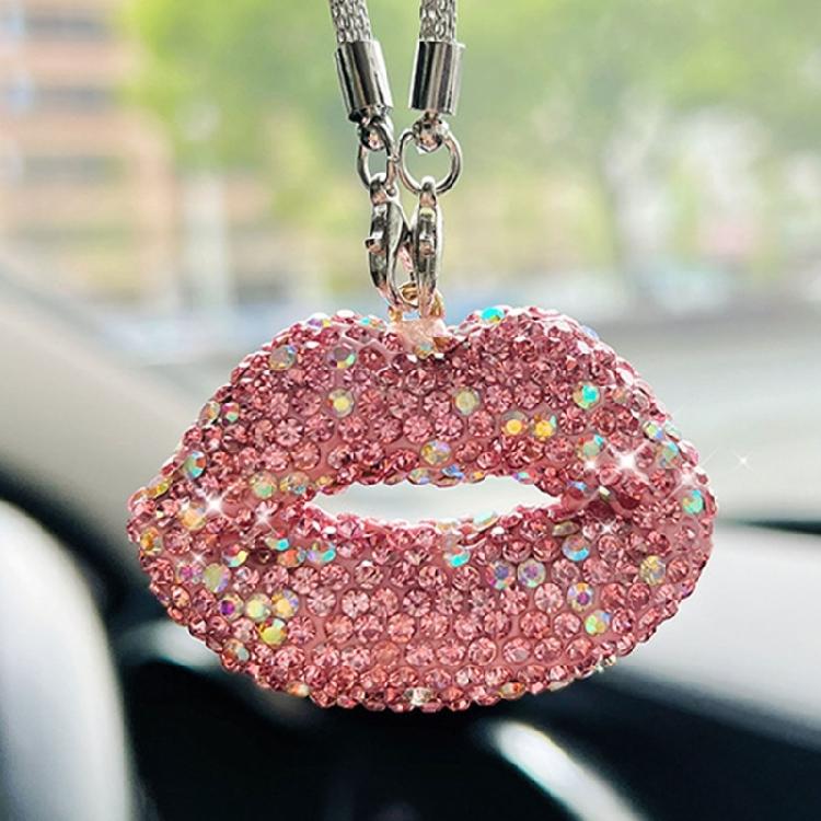 Exciting Lip Crystal Car Rear View Mirror Ornament Stylish Hanging Pendant fashion auto Ornament Colorful for Women