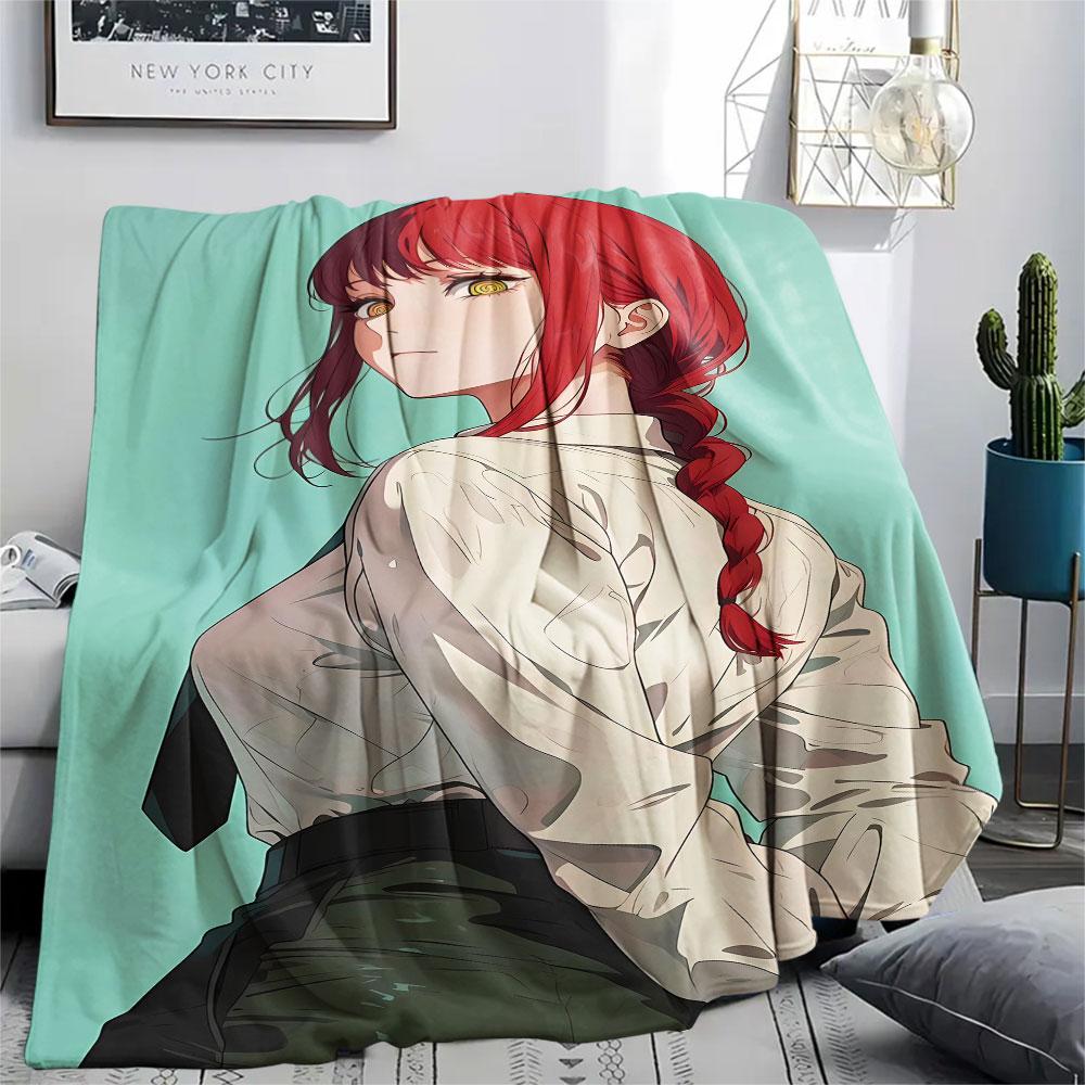 1PC Makima Patterned Flannel Blanket Suitable For All Seasons for Home Decor Warmth and Comfort Gifts Holiday Present