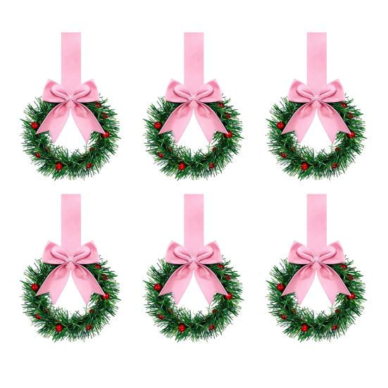 Рождественский венок на кухонный шкаф с лентой, маленький венок с красными ягодами на окно с бантом для украшения фермерского дома, входной двери, рождественской вечеринки