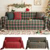 Christmas Plaid Couch Cover with Tassel Washable Sofa Covers Couch Furniture Protector Seat Slipcover Sofa Towel for Living Room