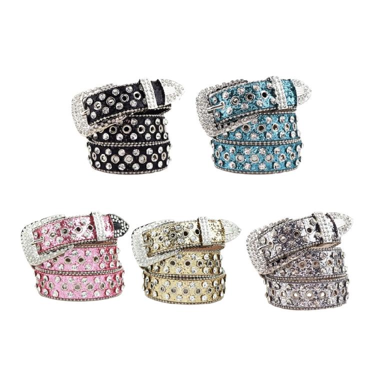 Девушка Блестящий Пояс Уличные Танцы Джинсовый Ремень Декоративный Ремень с Шипами