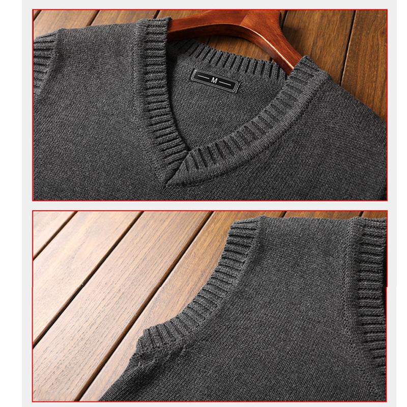 Мужская зимняя одежда, толстый бархатный свитер, хлопковый без рукавов, деловой вязаный толстый жилет, теплая одежда, однотонный свитер высокого качества для мужчин