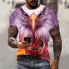 Fun 3D Animal Eagle Print Men's T-shirt Hip Hop Trend Street Casual Round Neck Short Sleeve Loose Top