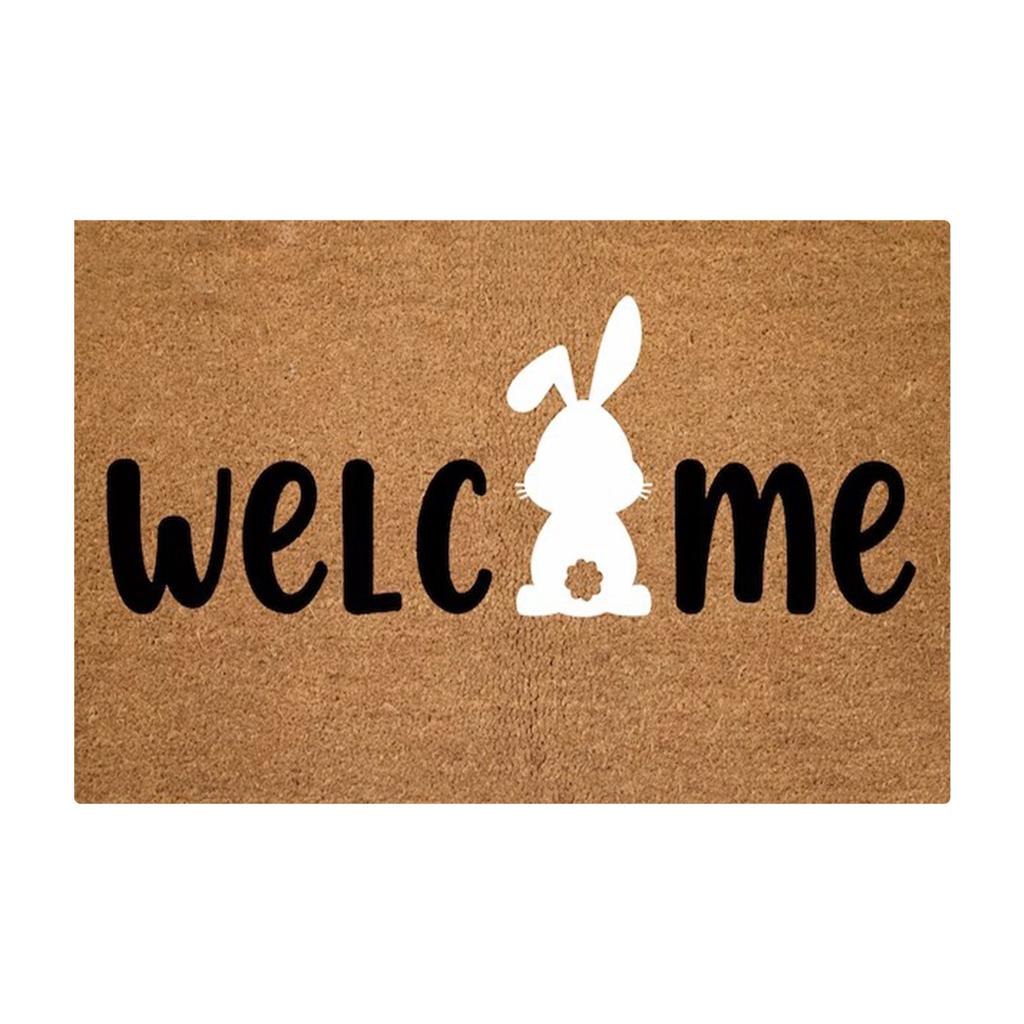Happy Easter Welcome Doormat, Non- Fiber Carpet, Fun Easter Bunny Doormat