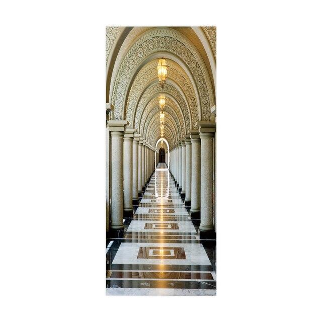 Дверные наклейки визуальное пространство пляжный коридор искусство водонепроницаемые обои гостиная спальня дверные обои ПВХ самоклеящиеся наклейки