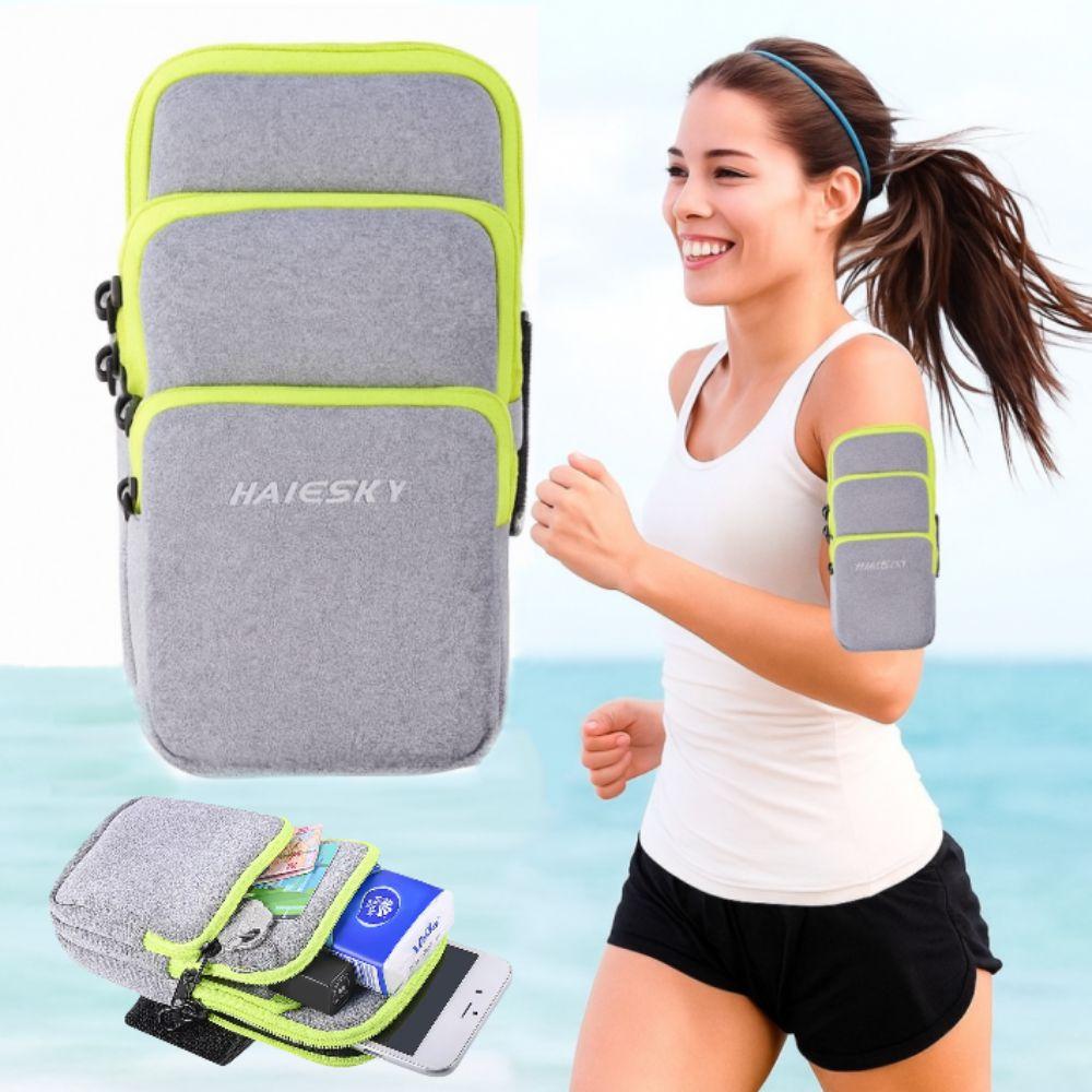 Large Capacity Running Phone Bags Three Pockets Mobile Phone Arm Bag Arm Band Pouch Outdoor Sports