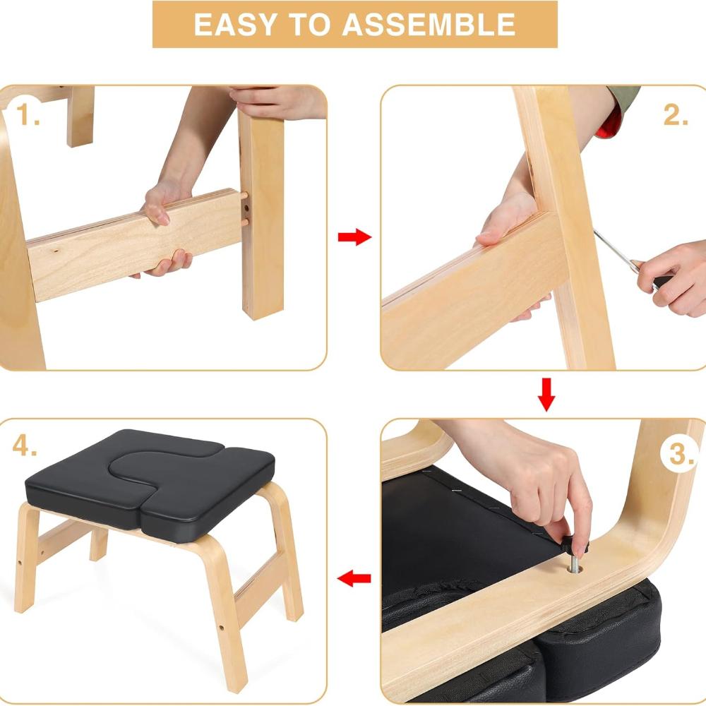 Скамья для йоги, стойка на голове, инверсионная скамья для йоги с деревянной рамой и полиуретановыми подушками, тренировка равновесия для снятия усталости, нагрузка 330 фунтов