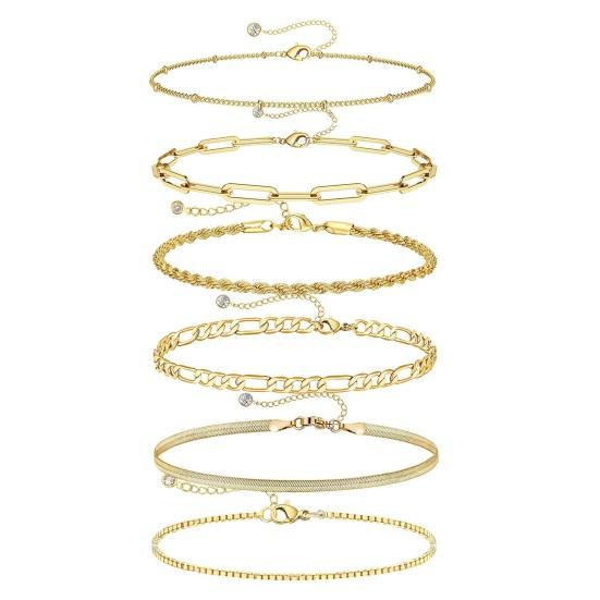 6 шт./компл., модные браслеты в стиле ретро в богемном стиле, простые многослойные женские браслеты разной формы, набор подарков