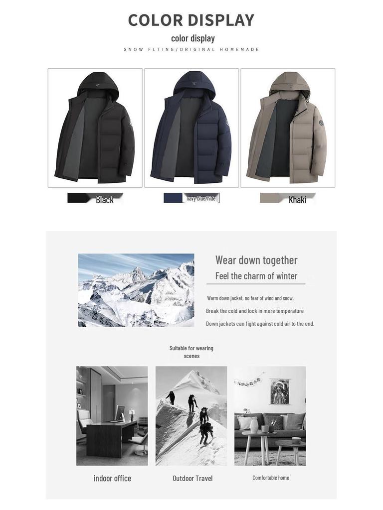 Пуховик мужской с капюшоном от известного бренда - Зимнее теплое пальто для всех возрастов