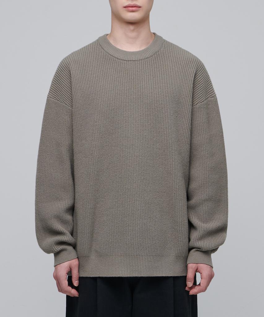 MUSINSA STANDARD Oversized Ribbed Crew Neck Knit [Dusty Beige]