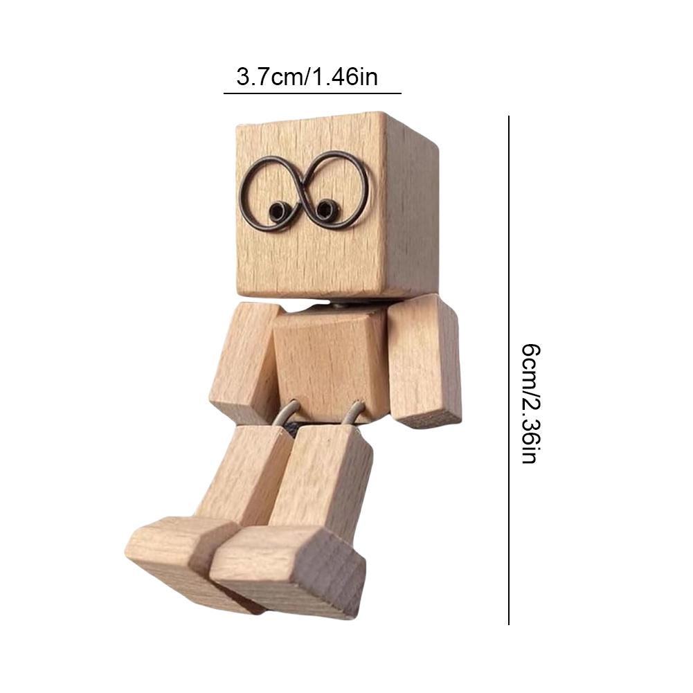 Shaking Wooden Man Figurine, Handmade Shaking Feet Wooden Doll,Car Ornaments,Funny Wood Desktop Decor, Car Dashboard Decorations