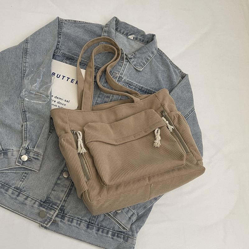 Вельветовая сумка-тоут женская сумка для поездок на работу, большая вместимость, сумка через плечо