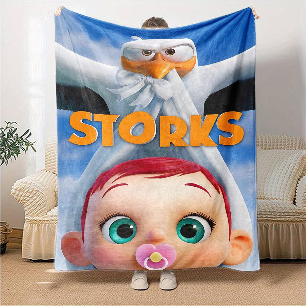 Storks Deliver Babies Flannel Blanket Super Soft Warm Cozy Blanket For Sofa Bed Office Travel Allseason Home Decor Gift
