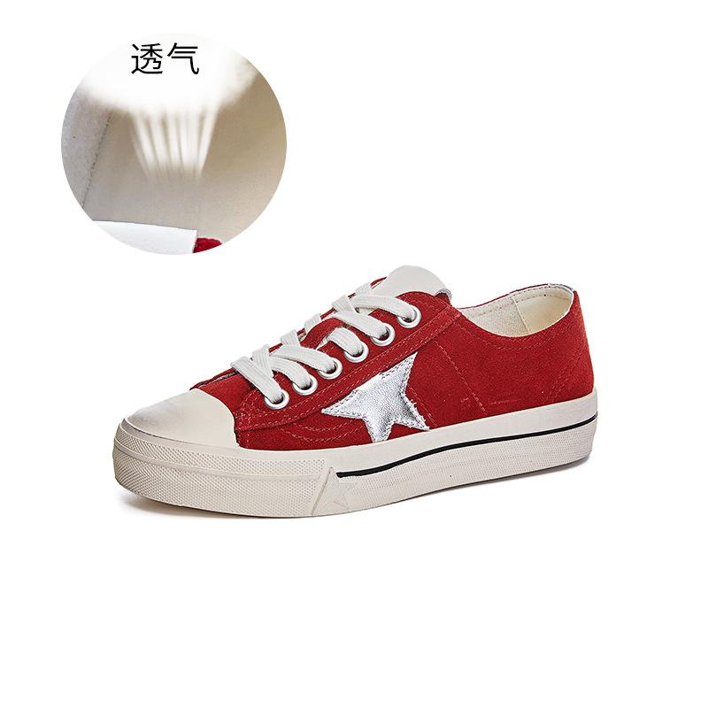 Женские туфли из кожи Star 2025 года, весна и лето, новые туфли на плоской подошве, повседневные модные маленькие белые туфли, женские универсальные туфли для досок