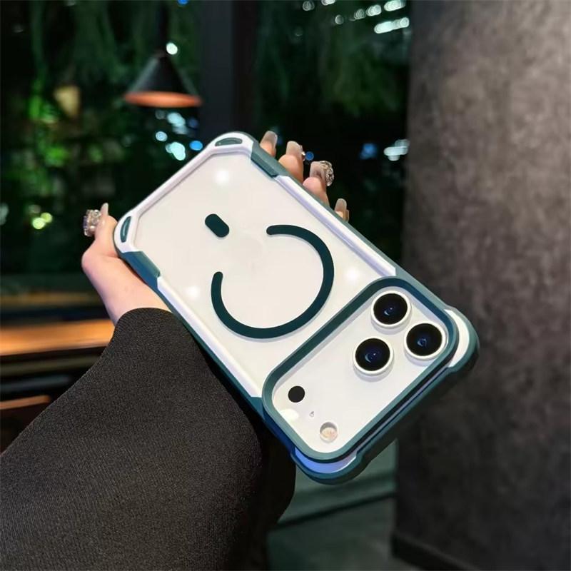 Роскошный противоударный прозрачный акриловый чехол-броня для iPhone 17 Air 16 15 14 13 12 11 Pro Max 17Pro Для Magsafe Зарядки Беспроводной Зарядки Чехол
