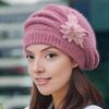 Женский берет шляпа винтажный французский стиль шерстяной берет двухслойный утолщенный зимний вязаный головной убор для женщин