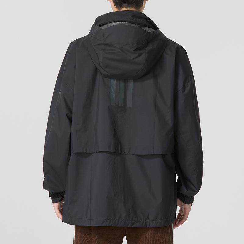 Adidas C MysShelter RRL Полосатая куртка на молнии с логотипом и съемным капюшоном Куртка унисекс черного цвета HG6039