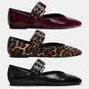 Women's Flat Shoes, Shallow Toe Shoes, Leopard Print Shoes