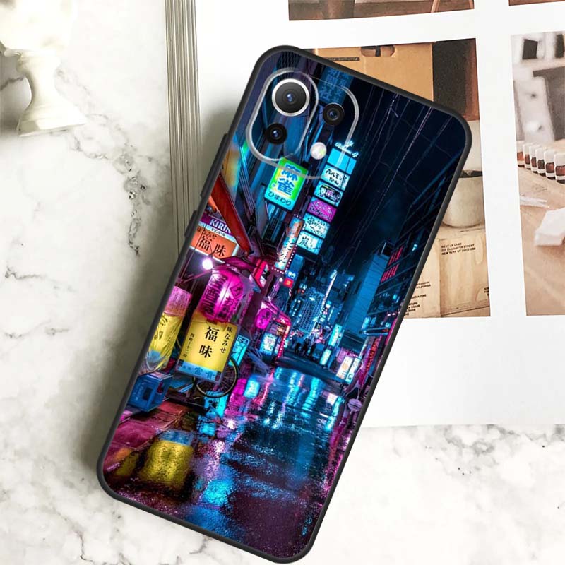 Японский ночной город Эстетичный чехол для POCO M6 Pro F3 F5 M5s X3 X5 X6 Pro Xiaomi 14 13 Ultra 11T 12T 13T Pro 12 Lite