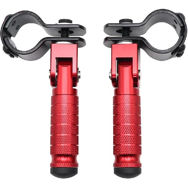 M8 Motorcycle Foot Rests Fit 1.22-1.29In Motorbike Brackets Foldable Foot Pegs Front Footpeg Rear Footpeg Anti-Skid Rearsets Folded Footrest 90