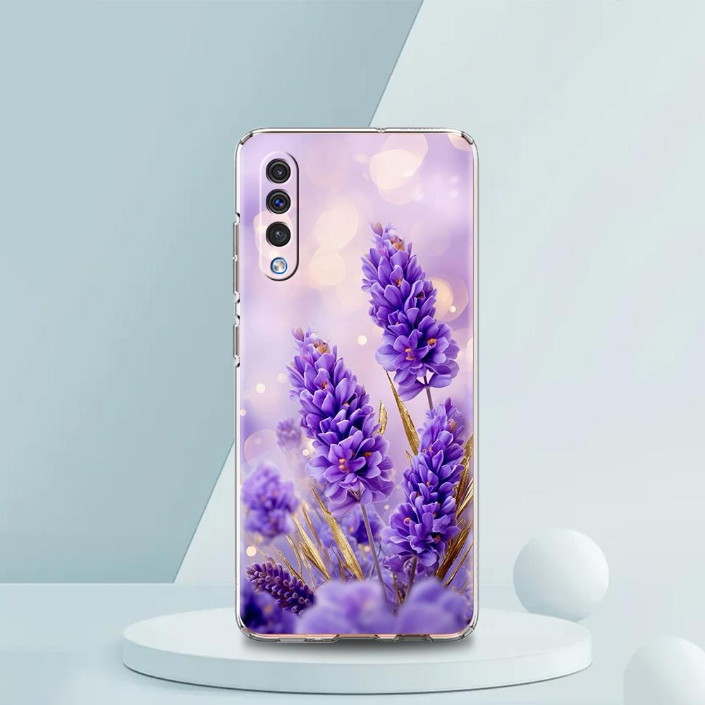Прозрачный чехол для телефона для Samsung Galaxy A16 A14 A12 A22 A24 A42 A02 A03S A06 A20 A30 A40 Мягкий чехол из ТПУ Лавандовый узор Capas