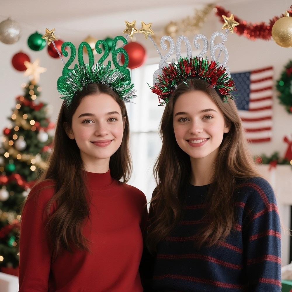 Star Color Strip 2026 Hairband New Year‘s Eve Xmas Hair Accessories  Cosplay Prop