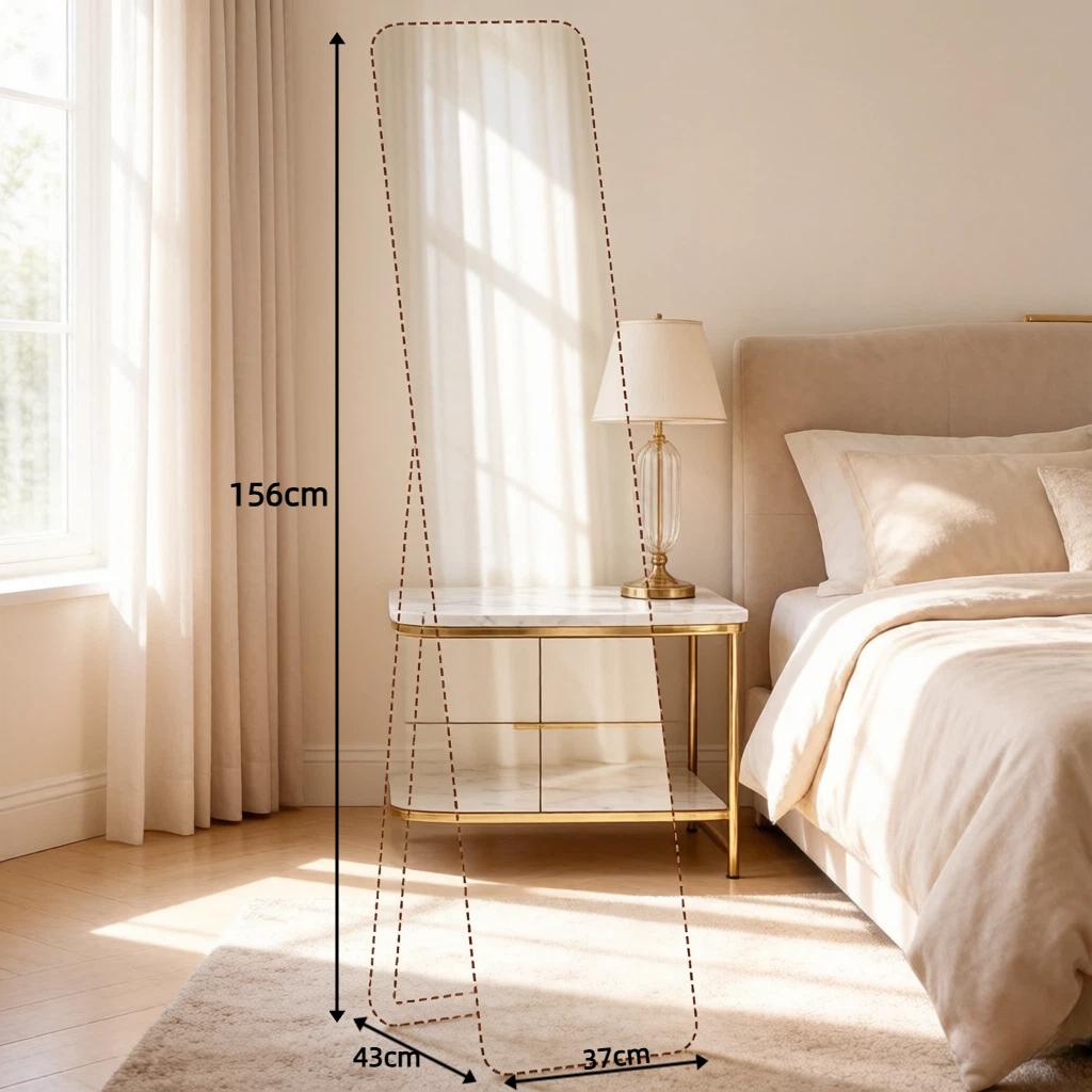 Elegant Floor Mirror, Full-Length Standing Mirror, Rectangular Standing Mirror with Stable Frame (only with floor mirror)