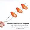 Шампуры для барбекю из нержавеющей стали, двузубые шампуры для барбекю 36 см, вилки для гриля для кемпинга с деревянной ручкой для курицы, креветок