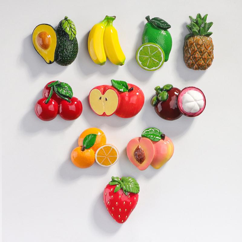 3D Fruits Refrigerator Magnets Resin Simulation Food Fridge Magnetic Photo Message Sticker Memo Board Reminder Kitchen Decor