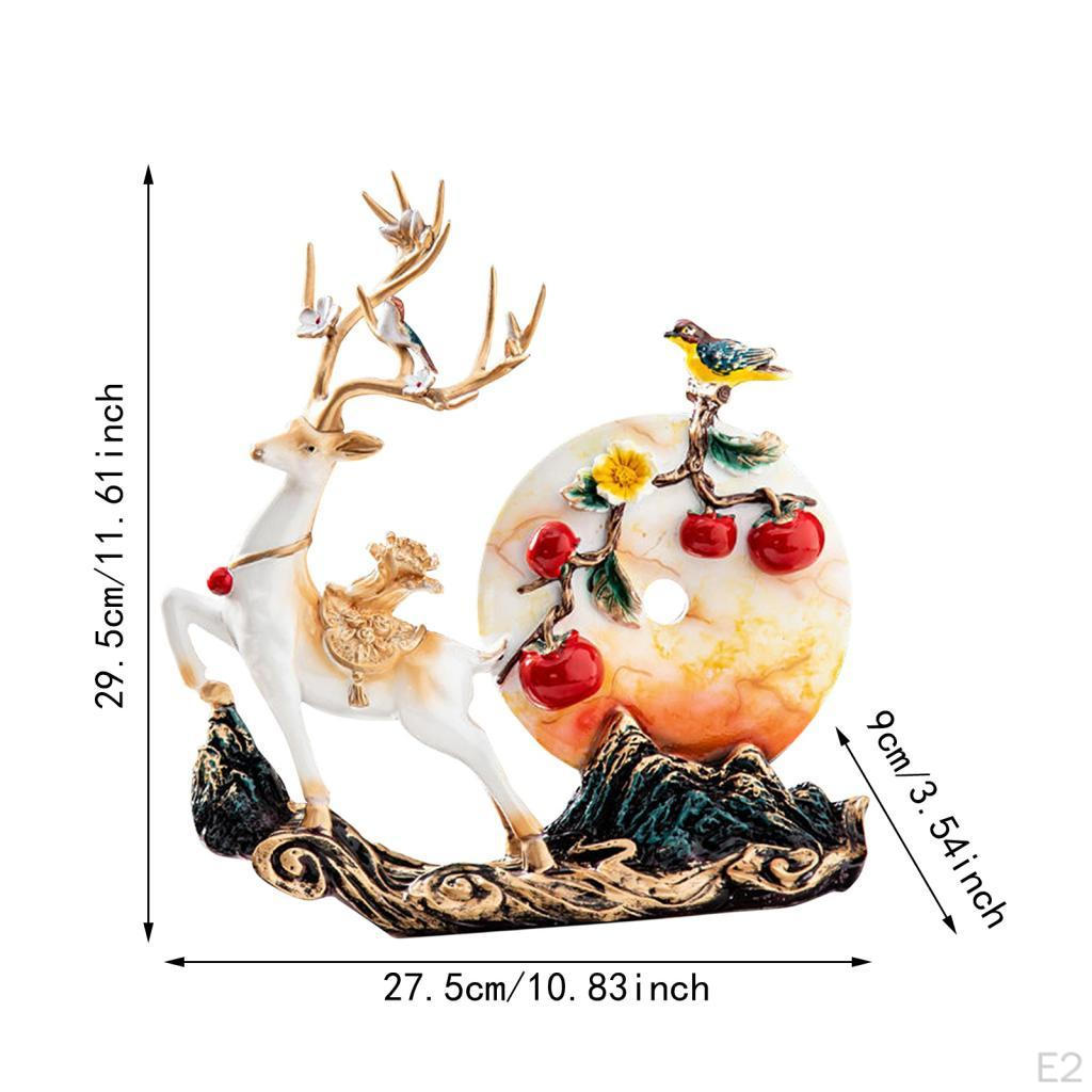 Elk Statue Desktop Ornament Collection Deer Decorative Figurine Prosperity Sculpture for Shelf