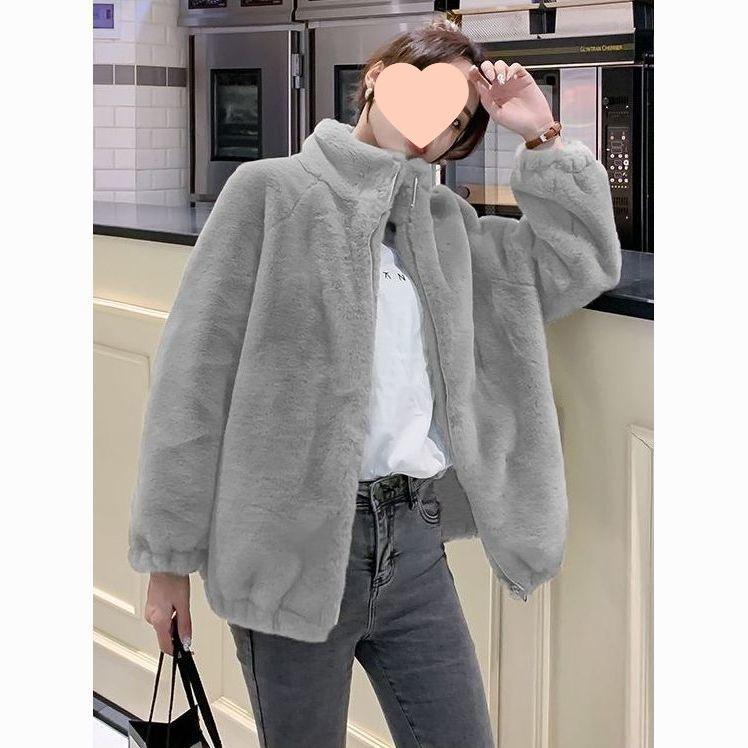 Куртка из толстого двухстороннего флиса большого размера, флисовый теплый меховой топ, новинка осени и зимы, кардиган с воротником-стойкой, свободный коралловый флис