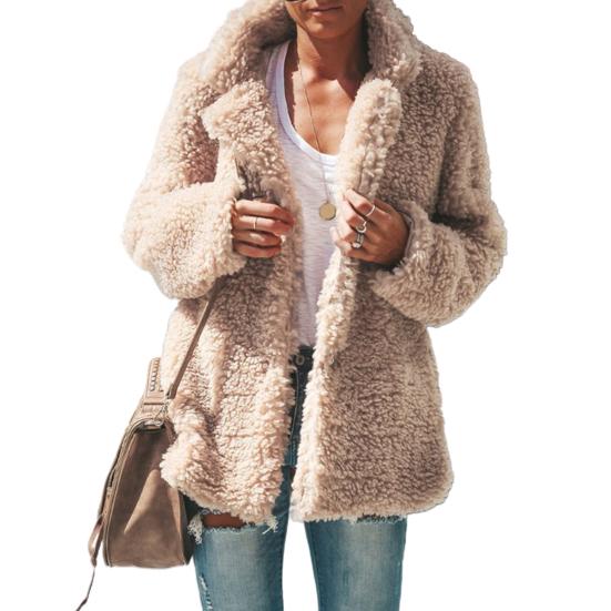 Женское осенне-зимнее плюшевое теплое пальто с длинным рукавом, открытый перед, теплый кардиган
