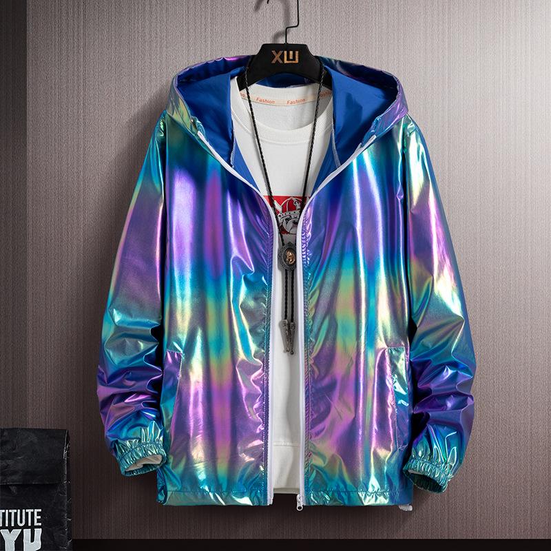 Summer Colorful Shiny Sunscreen Jacket Unisex Lightweight Breathable Plus Size Trendy Outerwear