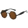 Non-polarized Steampunk Sunglasses Men Round Red Lens Punk Sun Glasses Black Metal Gothic Style New Products Women Shades