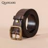 Мужской ремень из натуральной кожи с пряжкой в стиле ретро из меди, стираные джинсы, модный мужской ремень из коровьей кожи первого слоя с пряжкой