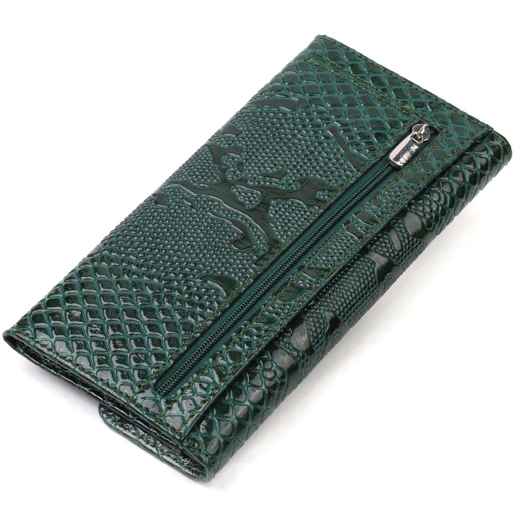 Women's Patent Leather Wallet with Snake Embossing CANPELLINI 21694 Green