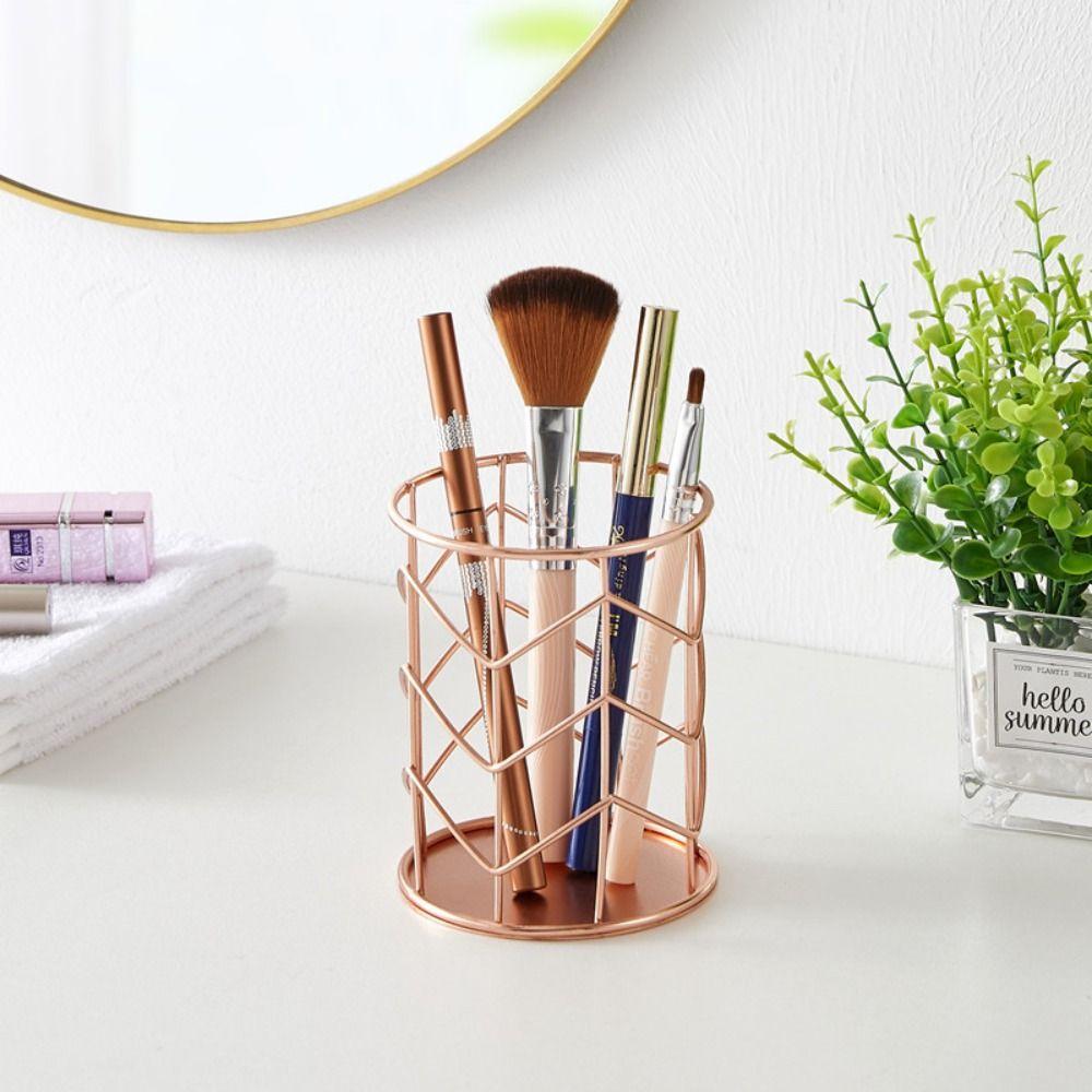 Metal Pen Holder Scandinavian Style Office Storage Exquisite Cosmetic Brush Storage Bucket