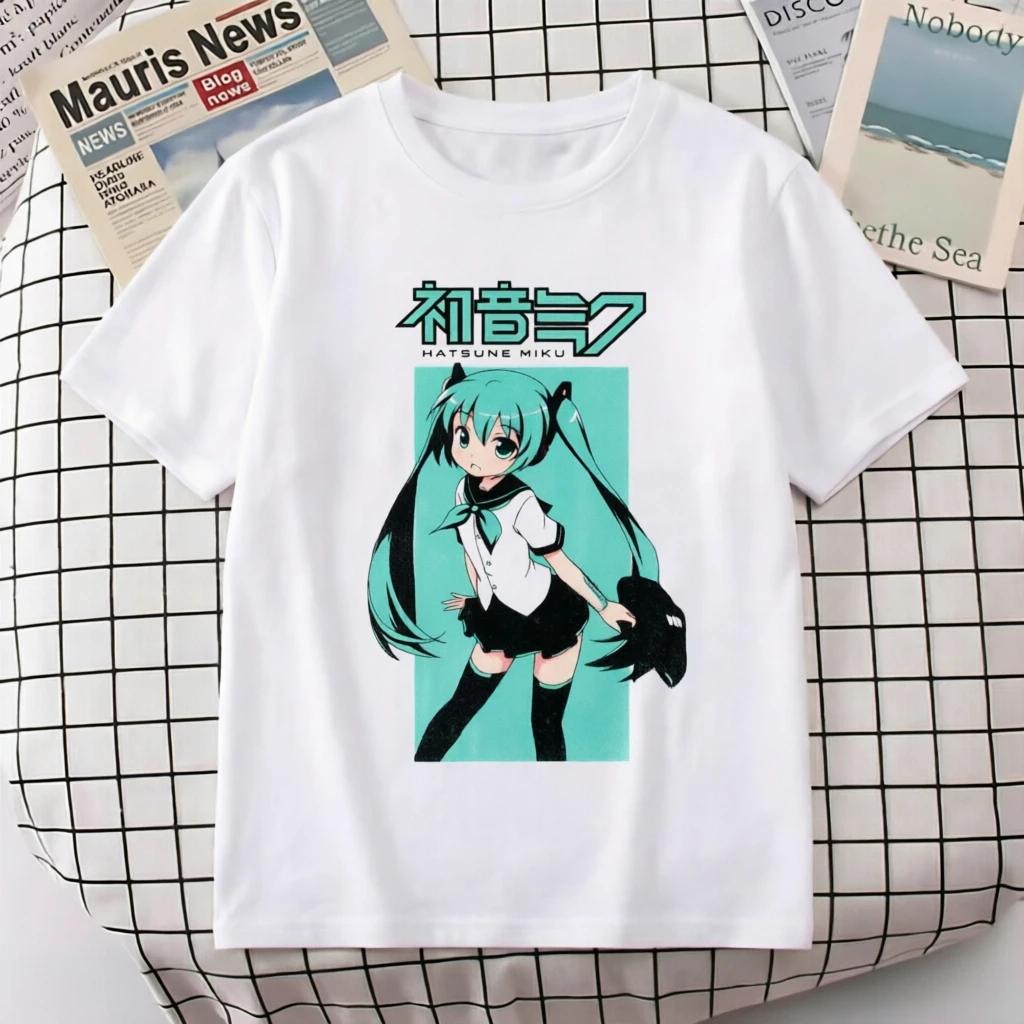 New 2026 Japanese Hatsune Miku Anime Printed Cotton Retro Distressed ShortSleeved Unisex TShirt Vintage Men Women Kids