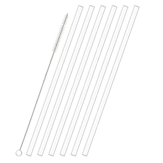 1 Set Straw Replacement Drinking with Cleaning Brush Reusable Transparent Plastic 20/30/40 OZ