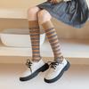Ladies Spring and Autumn Personality Striped Cotton Preppy Style Cute Everything with Long Leg Socks