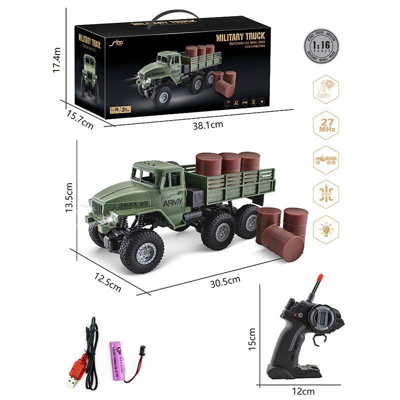 Jitu 1:Радиоуправляемая военная машина 16-го масштаба 4WD Внедорожник Скалолаз Симулятор армейского транспортного средства со светодиодными огнями 27 МГц Игрушечная машина для мальчиков